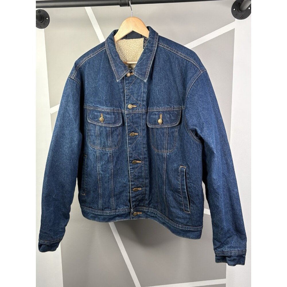 Wrangler Sport Sherpa Lined Denim Trucker Jacket Men’s XL Outdoor Blue
